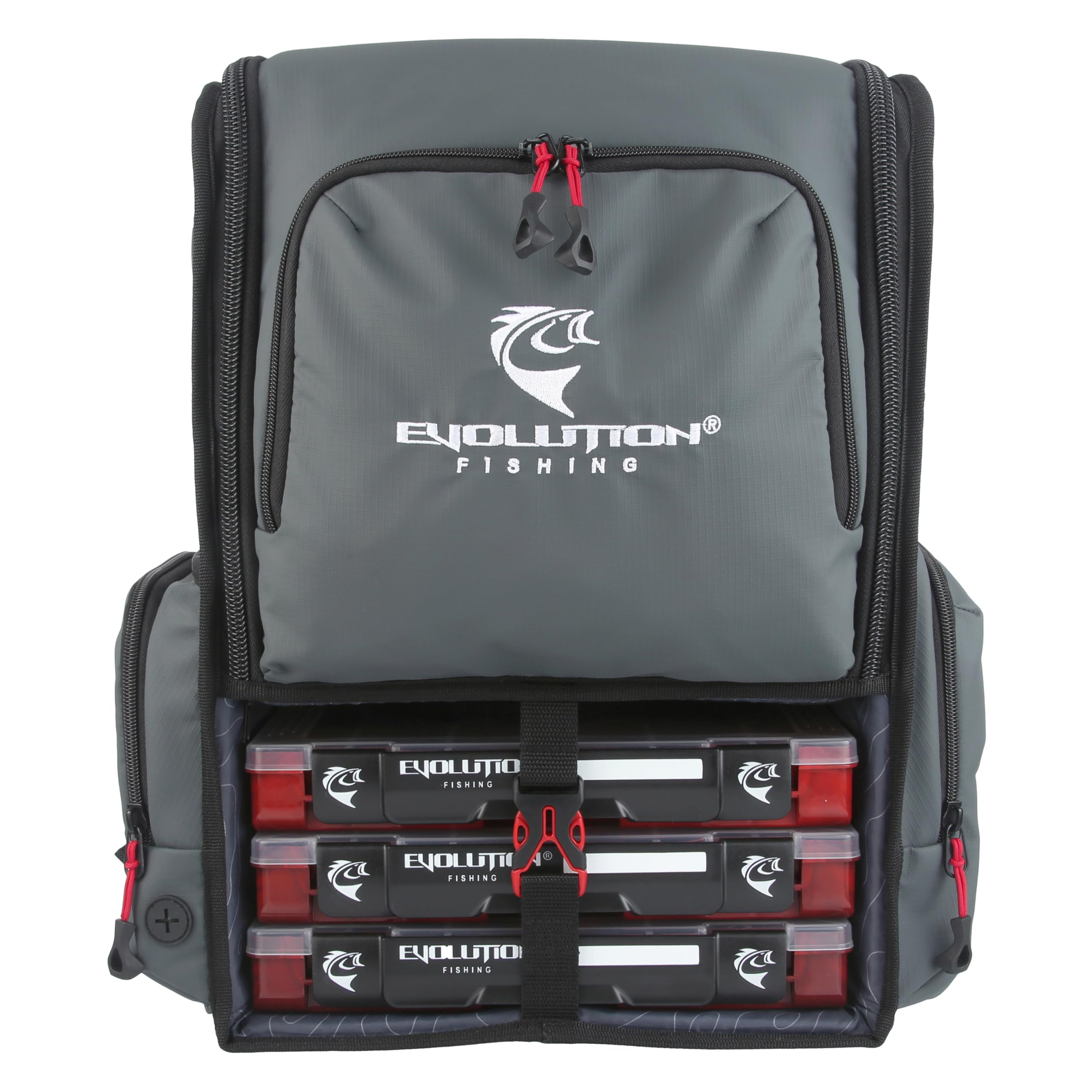 Front view of Evolution Fishing Largemouth 3.0 Tackle Backpack