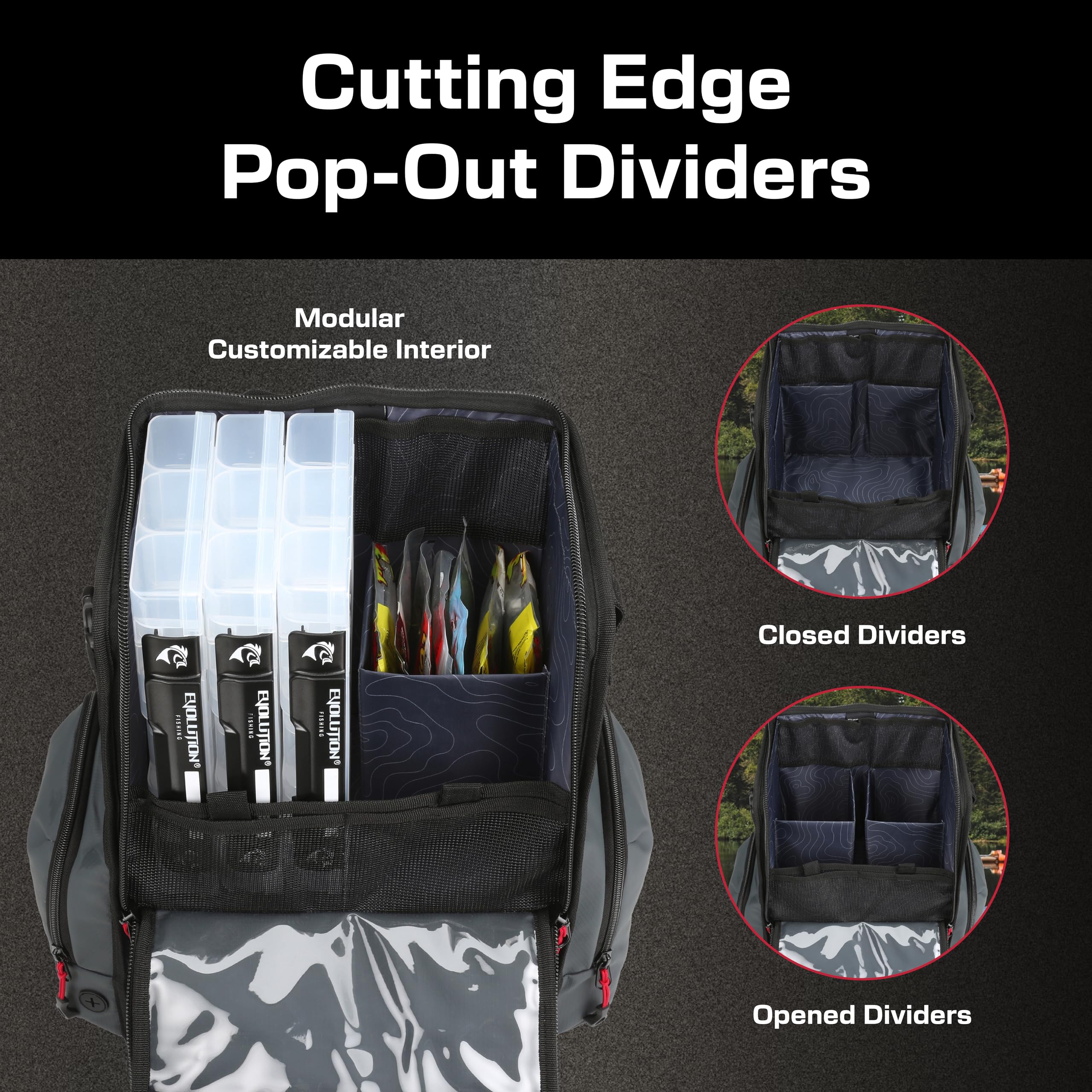 Rod holders on Evolution Fishing Largemouth 3.0 Tackle Backpack