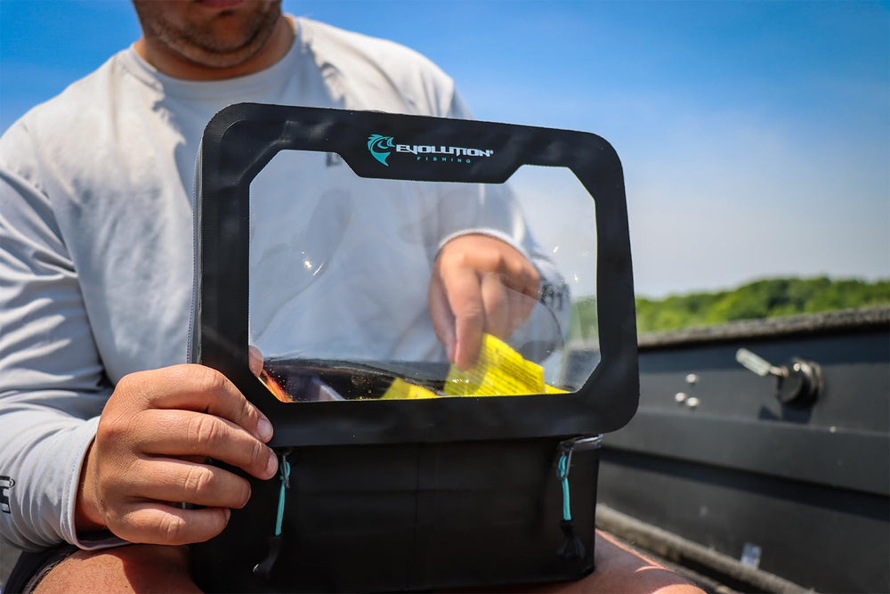Evolution Fishing Plastix Case on a boat for quick lure changes