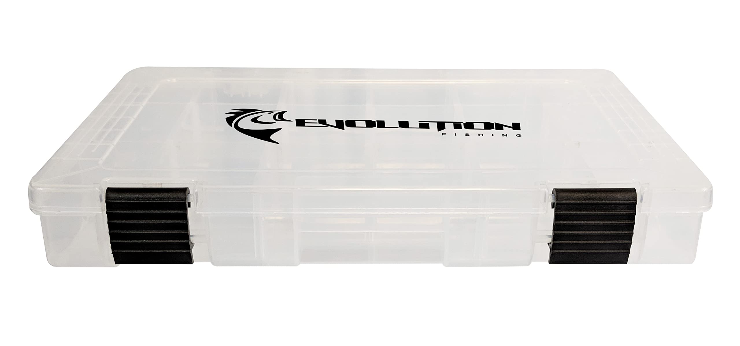 Evolution Outdoor 3600 clear tackle tray lid for easy gear organization.