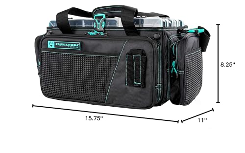 Evolution Outdoor Drift Series topless bag capacity supports five 3600 trays for organized fishing.