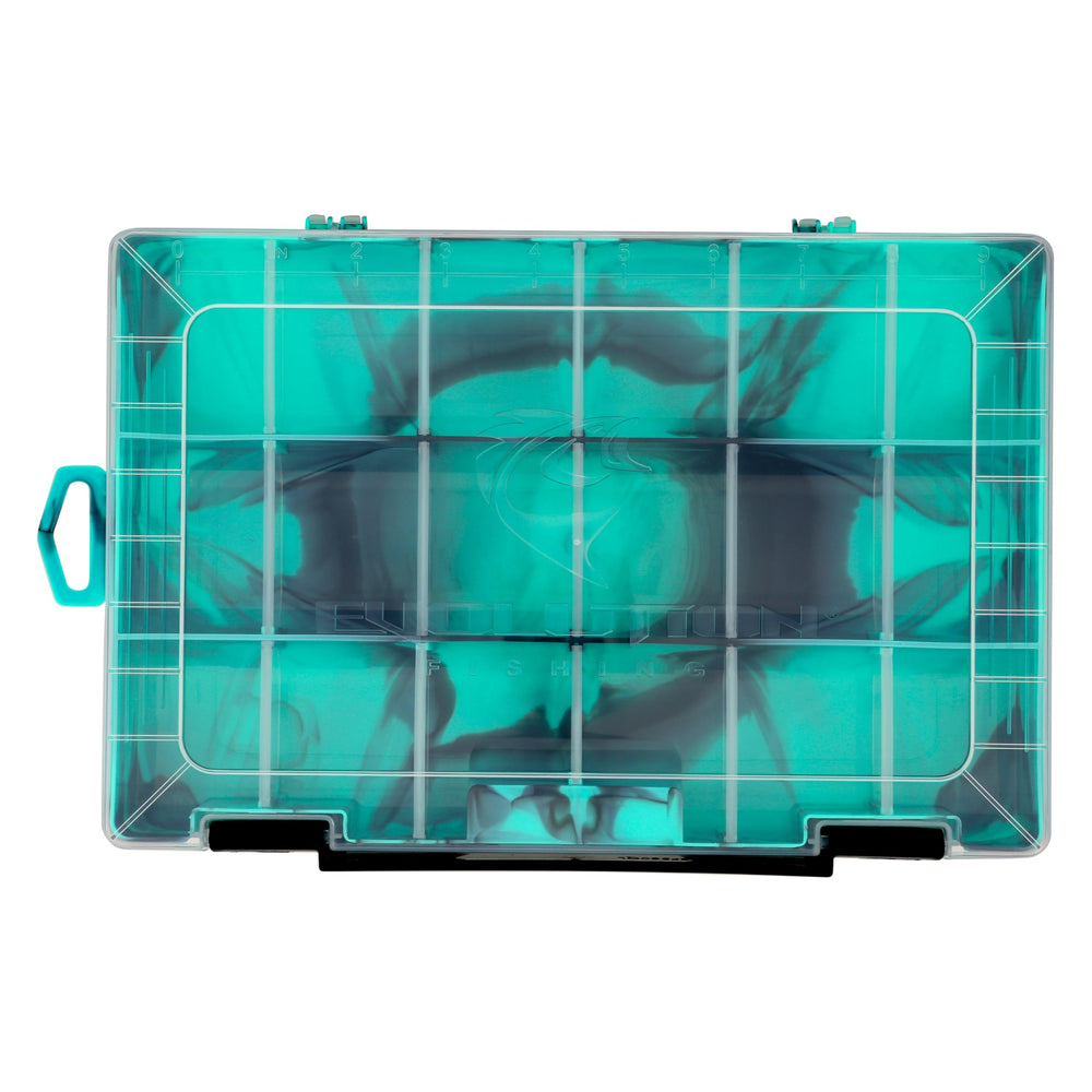 Evolution Outdoor Fishing 3600 Drift removable-dividers closeup shows flexible organization options.