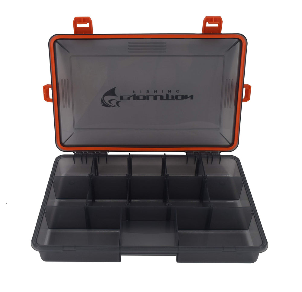 Evolution Outdoor floating tackle box demonstrates buoyant design that stays visible on water