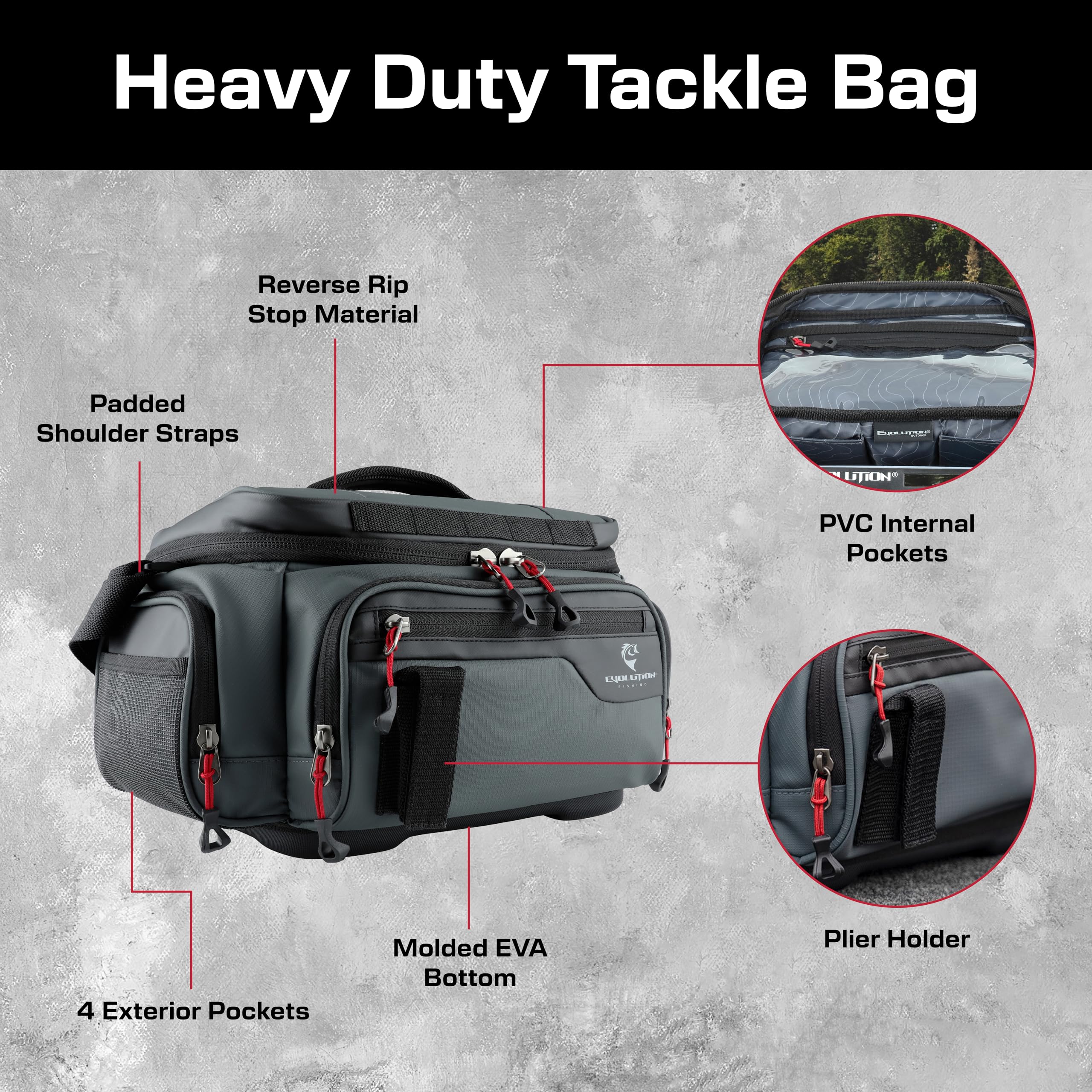 Evolution Outdoor Largemouth 3.0 bag side pockets help organize gear on the go