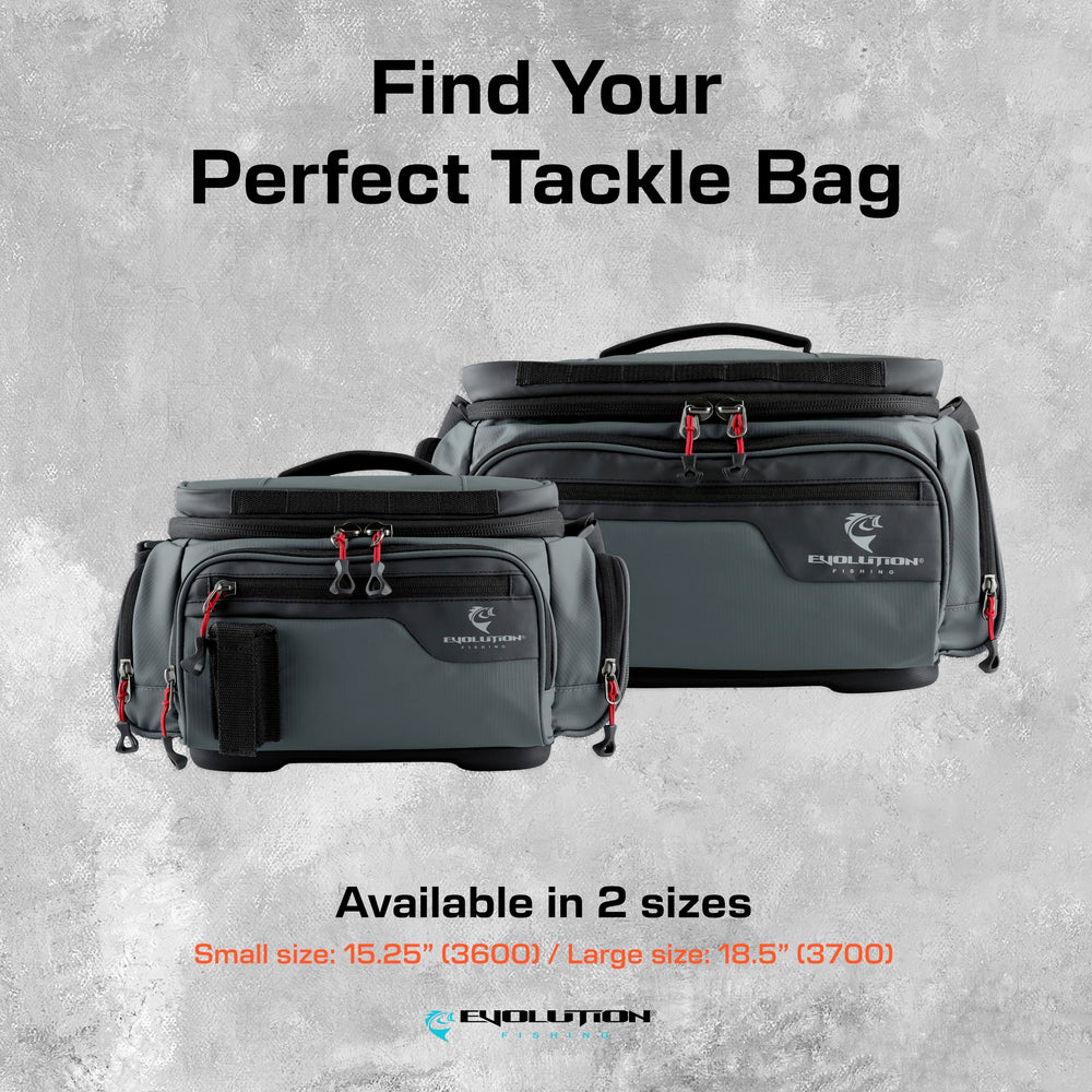 Evolution Outdoor Largemouth 3.0 bag includes two Quiklatch trays for organized tackle