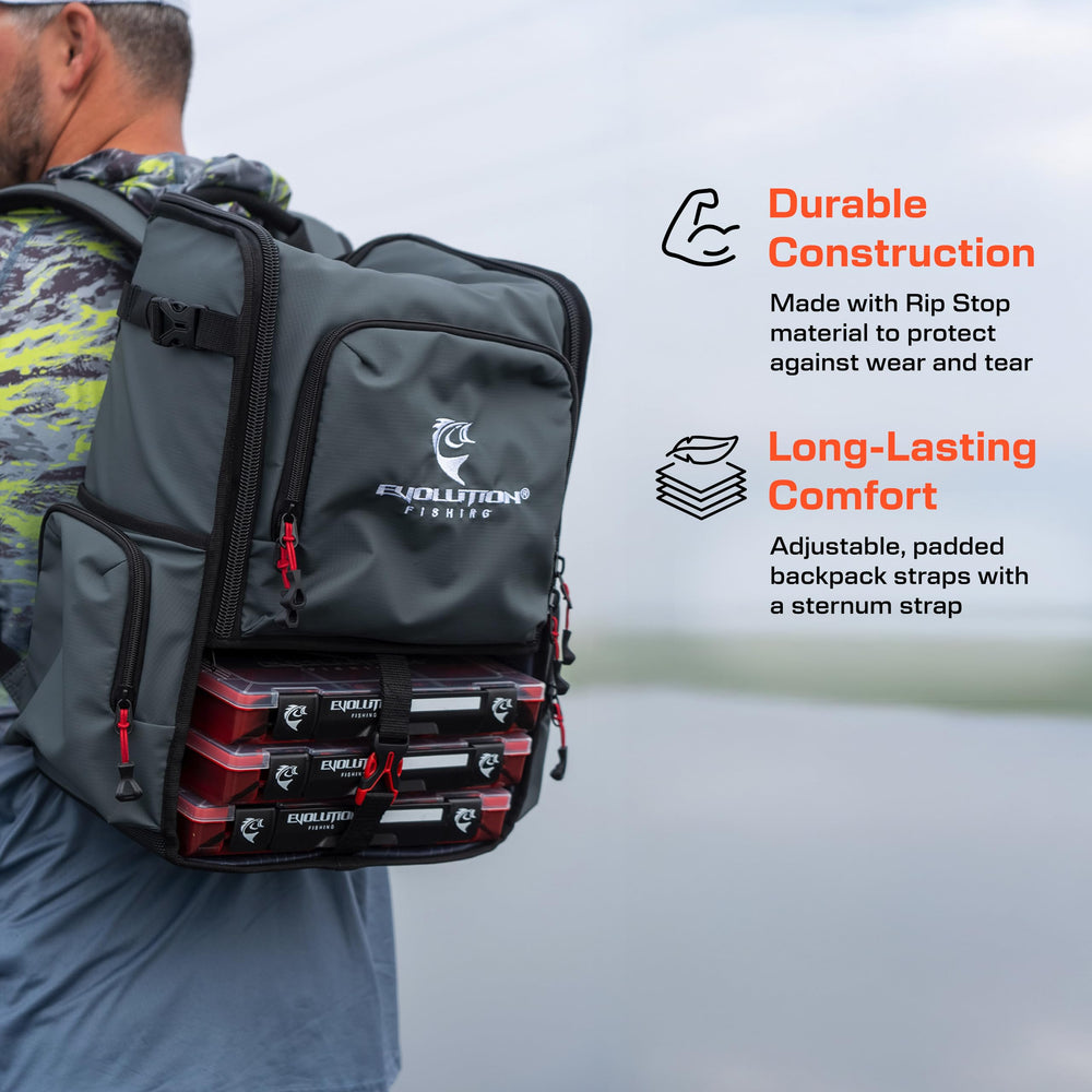 Evolution Outdoor Largemouth 3.0 backpack drift trays for organized tackle