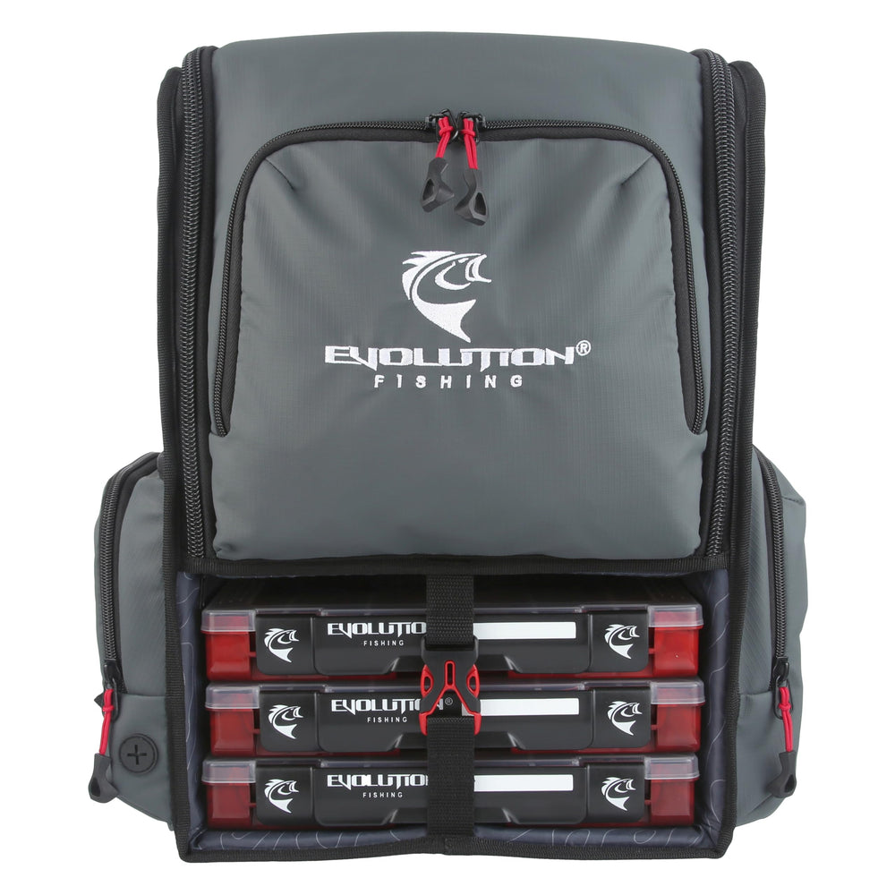 Evolution Outdoor Largemouth 3.0 backpack side view with rod holders for multi-rod setups