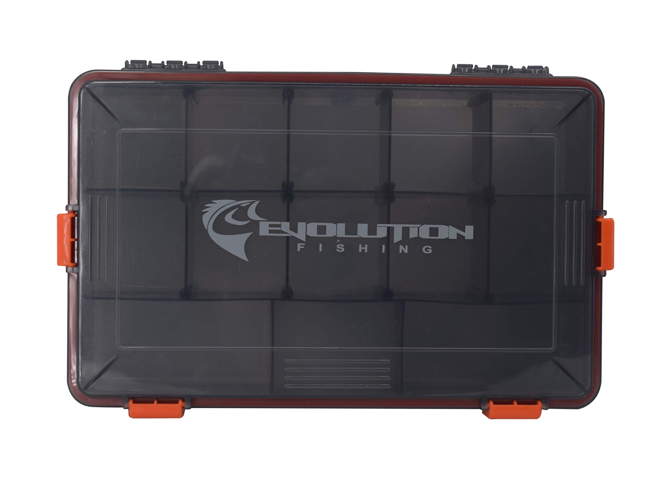 Evolution Outdoor orange-latches removable compartments proving customizable storage for lures and tackle