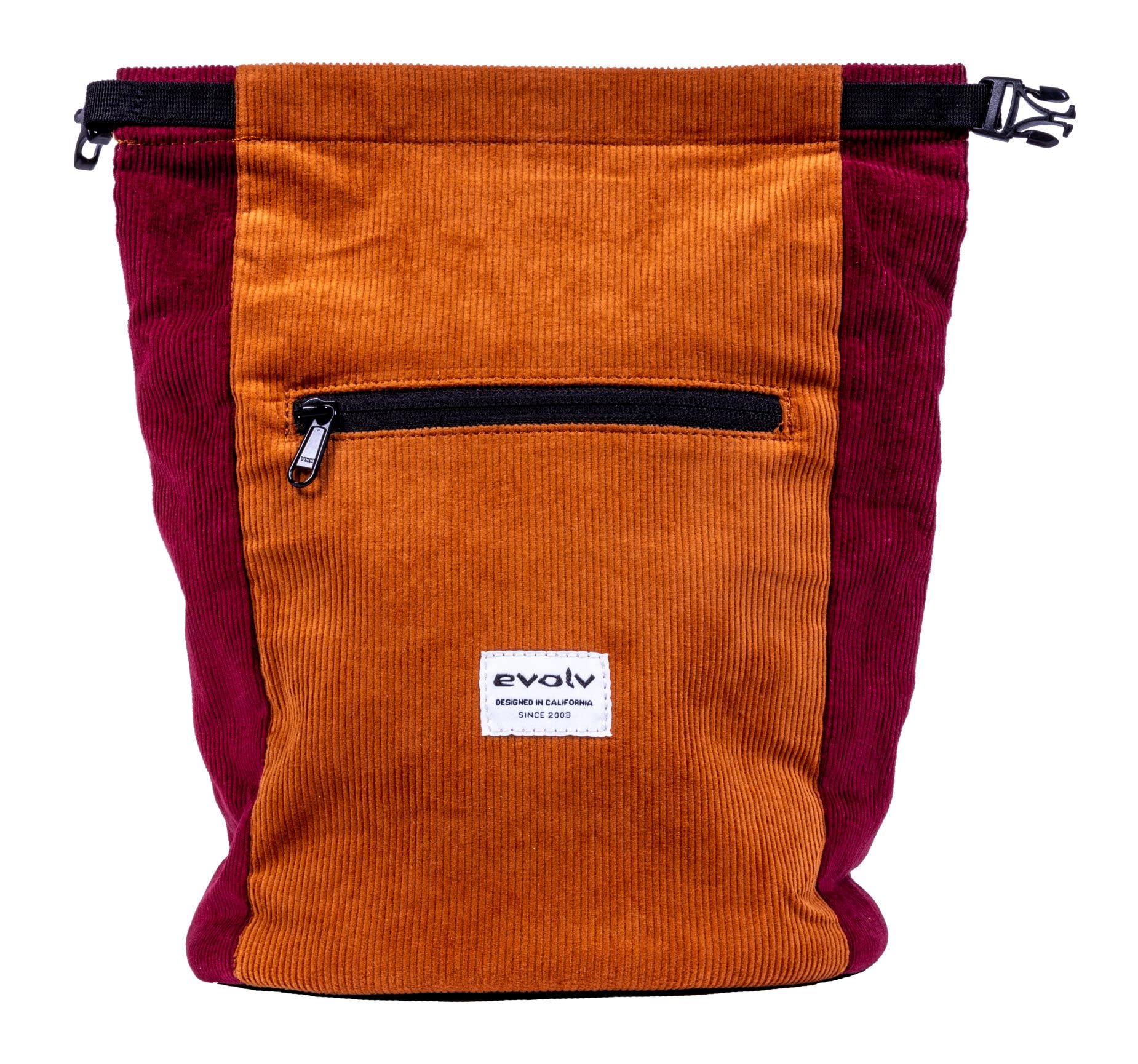 EVOLV Corduroy chalk bucket with rolled-closure for secure transport.