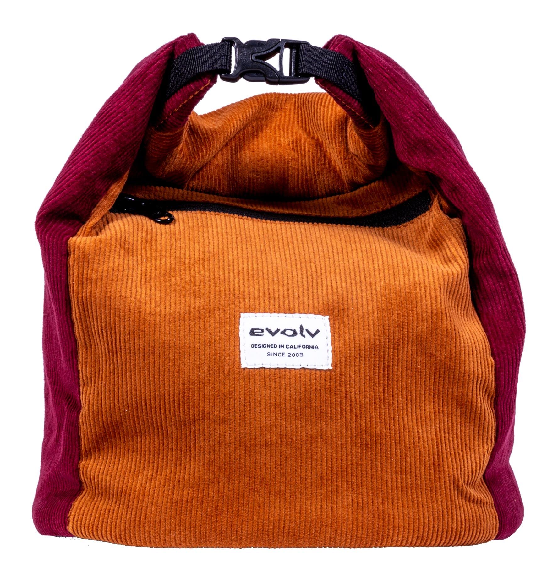 EVOLV Corduroy chalk bucket with brush holder for quick chalking setups.