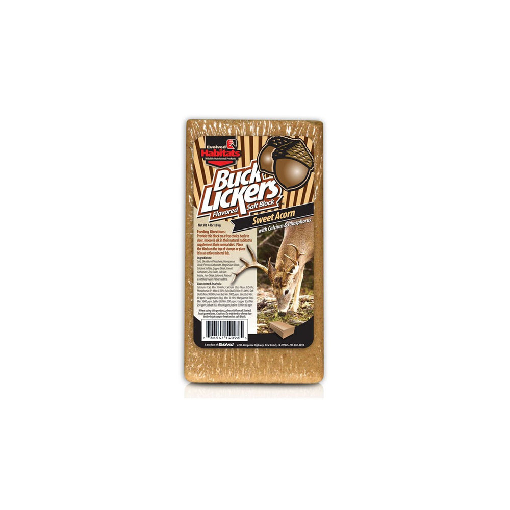 EVOLVED HABITATS Buck Lickers Sweet Acorn Salt Block mineral deer attractant, 4 Lbs