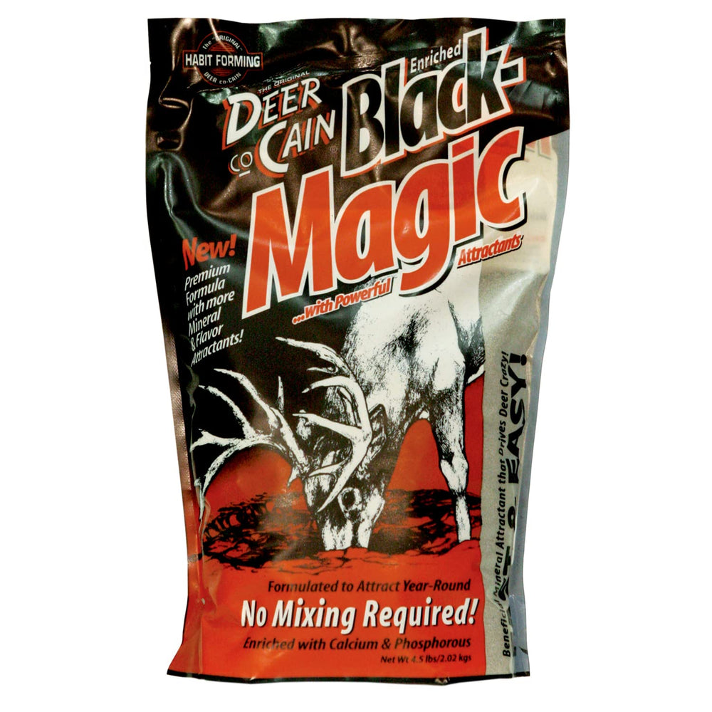 Evolved Habitats Deer Co-Cane Black Magic powder bag attracting deer quickly.