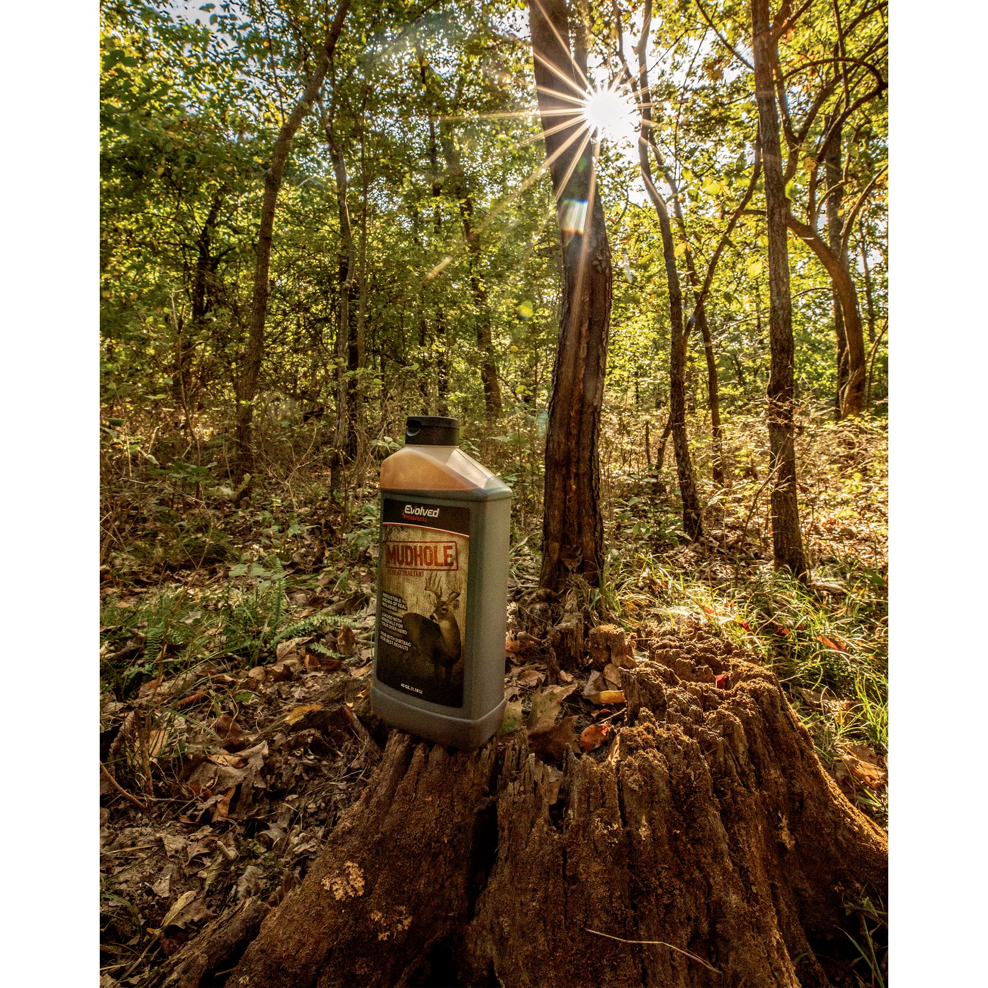 Evolved Habitats MudHole long-lasting-mineral showcases year-round readiness for persistent deer activity.