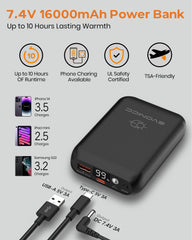 Evonicc 16000mAh battery pack USB-C and USB-A ports for charging devices on the go.