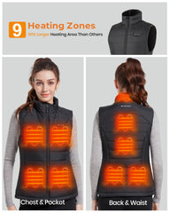 Evonicc heated vest back heat zone provides steady heat on snowy trails