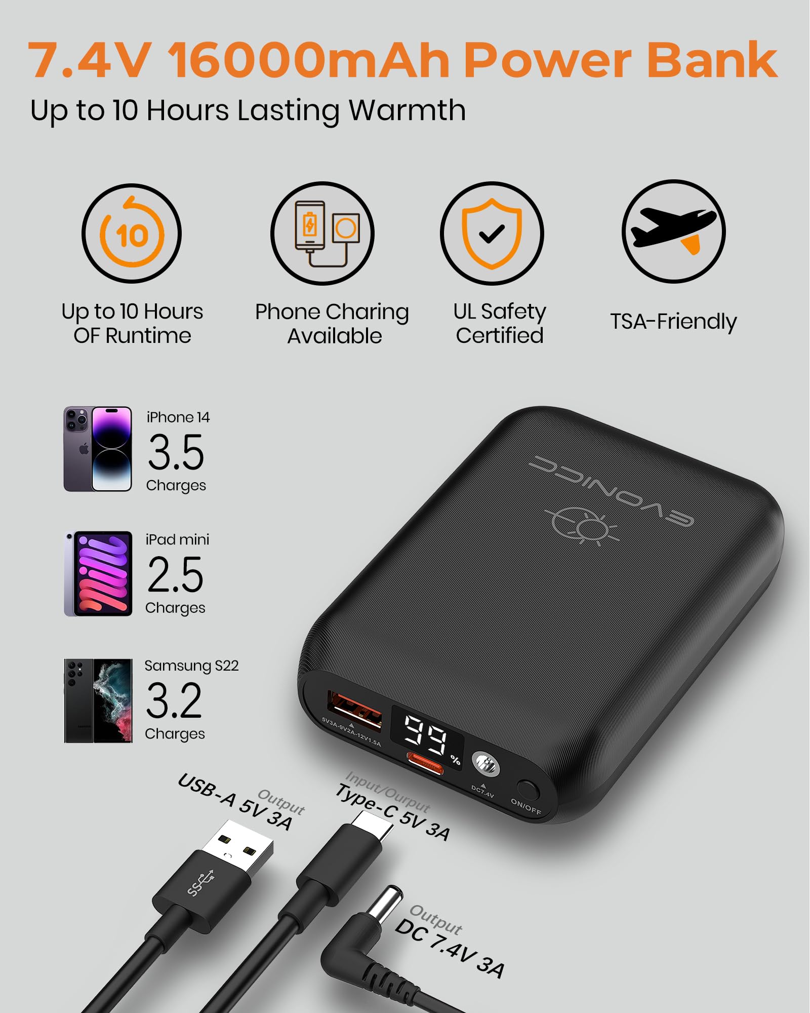 Evonicc heated vest smart controller for easy, settings-adjustable warmth outdoors
