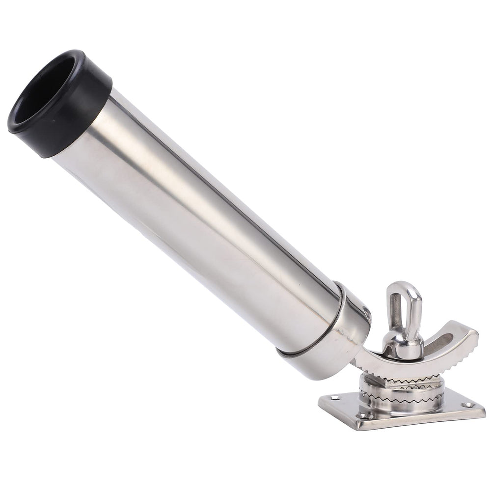 EVTSCAN deck mount rod holder, front view, 316 stainless steel durability for saltwater boats.