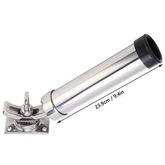 EVTSCAN deck mount rod holder, side view, robust fixture for secure rod storage.