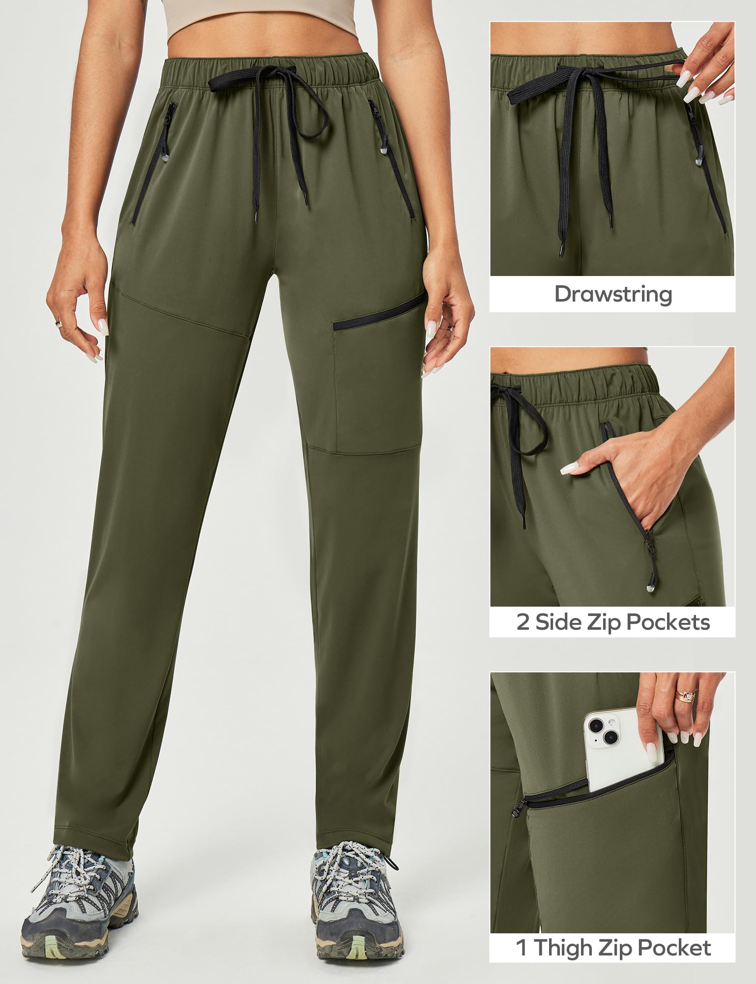 Ewedoos hiking pants for women army green cargo pants for travel and camping