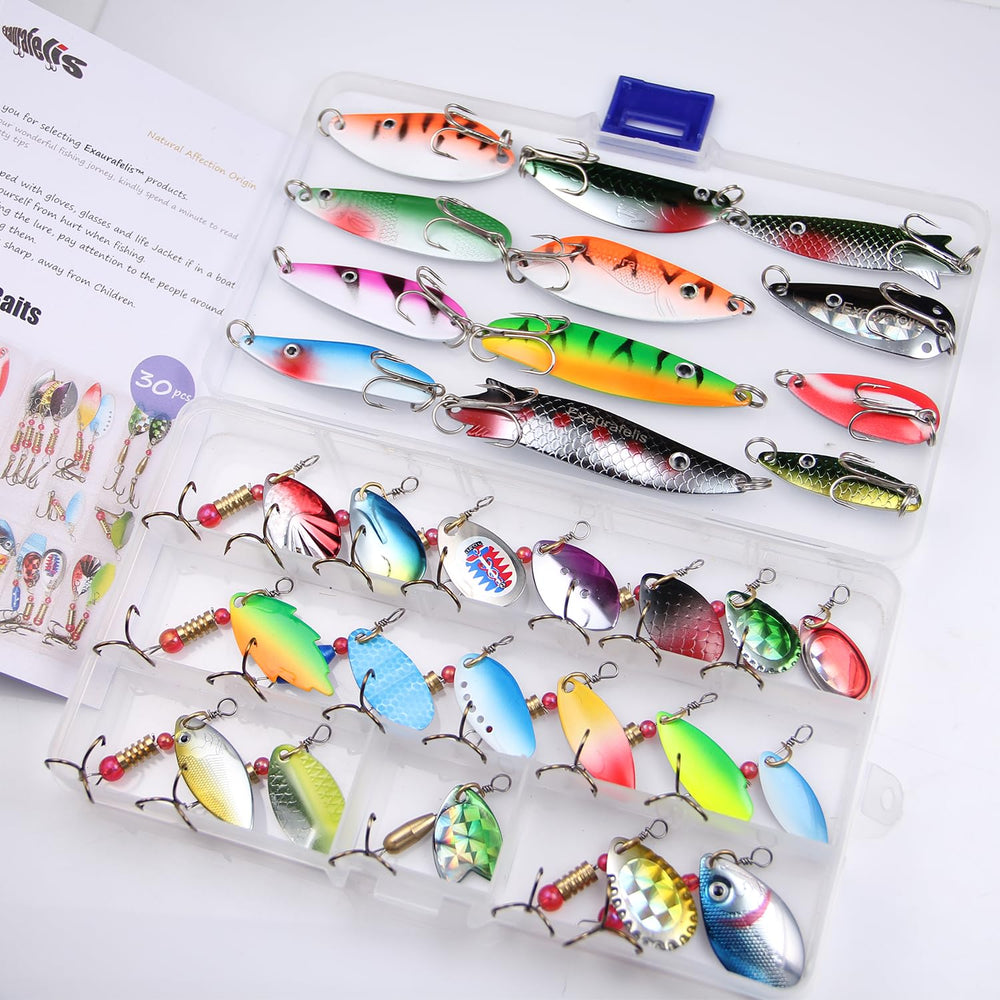 EXAURAFELIS 30PCS fishing lures set – spoons and spinners