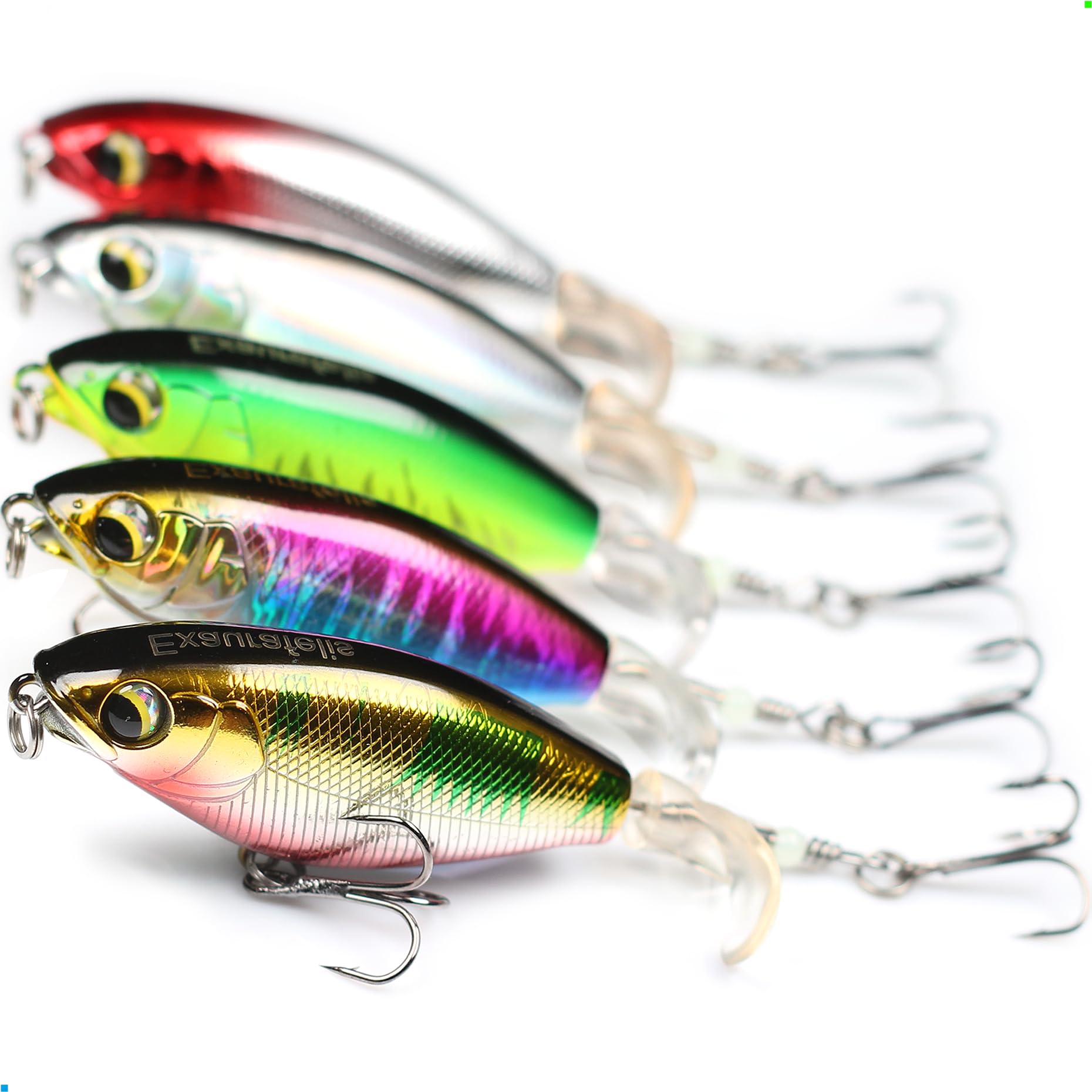 EXAURAFELIS 5pcs 3.66-inch plopper lure front view