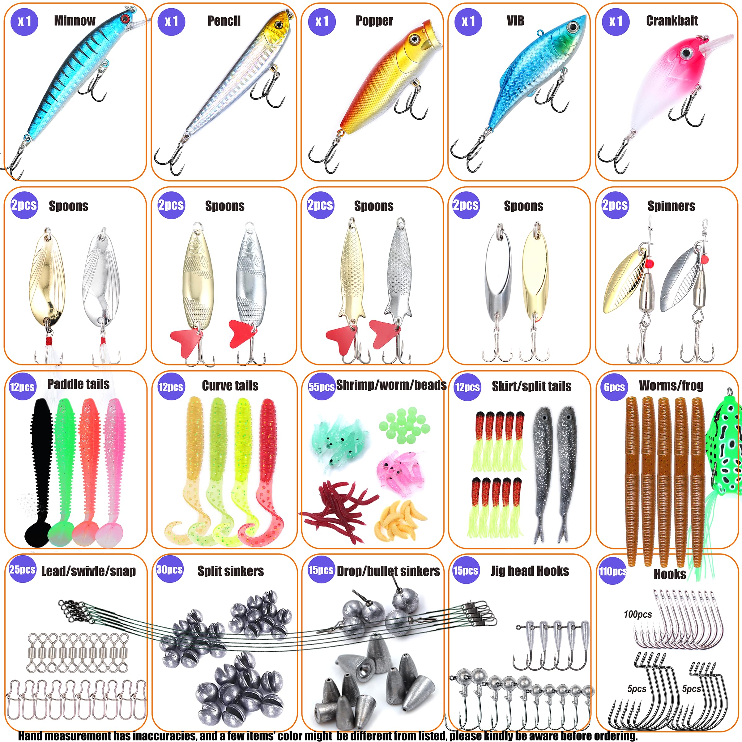 Crankbait, minnow, and popper lures with vibrant colors