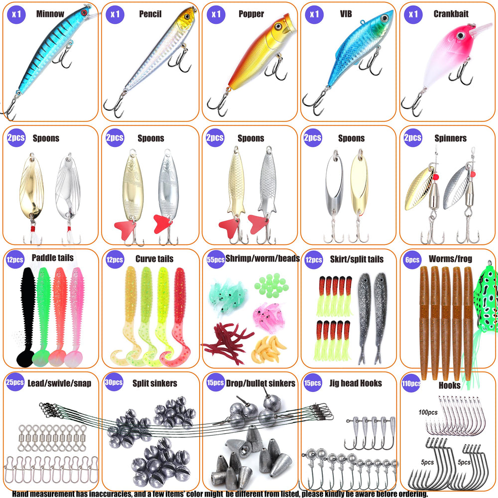 Crankbait, minnow, and popper lures with vibrant colors