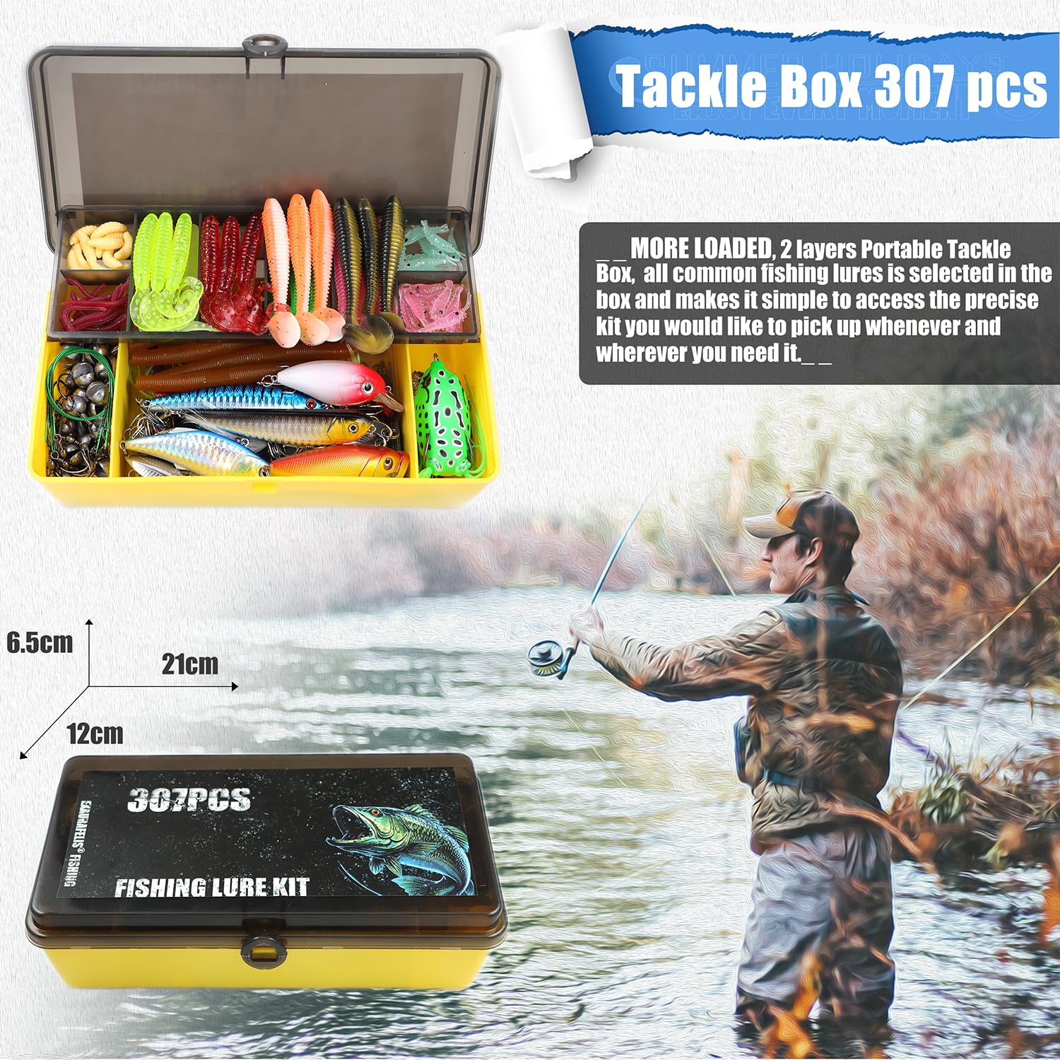 Freshwater fishing kit suitable for bass, trout, and walleye