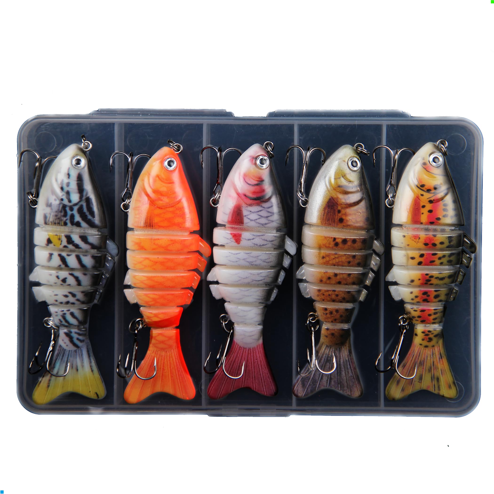 EXAURAFELIS 5pc swimbait set - front view of 7-segment jointed lure
