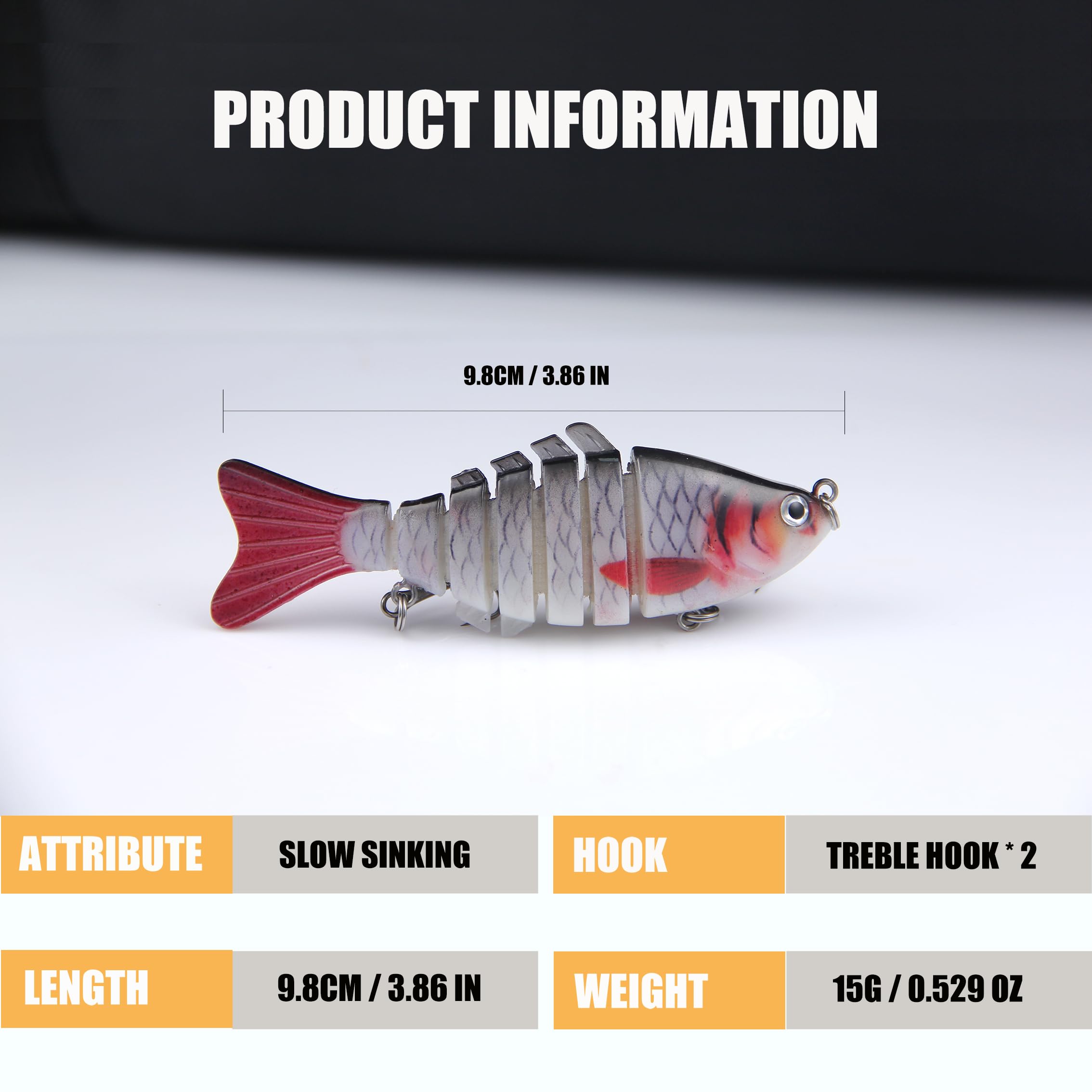 ABS material bass swimbait with built-in rattle