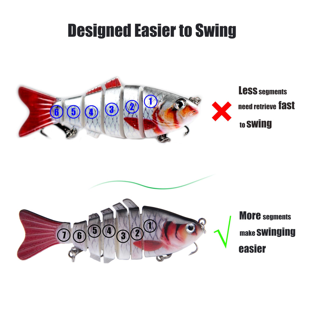 Lifelike multi-jointed lure swimming through water