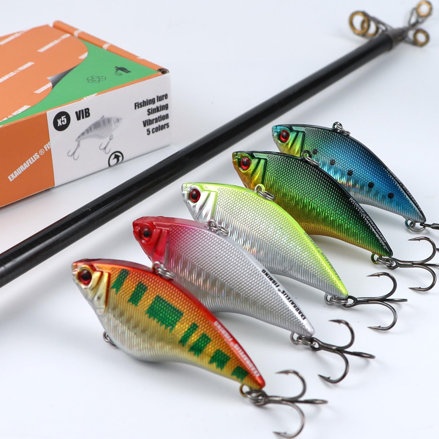 EXAURAFELIS Lipless Crankbait – side view with treble hooks