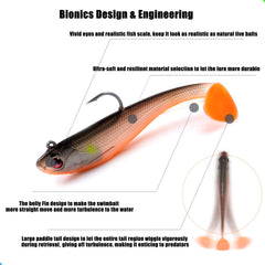 Soft plastic lure body with paddle tail detail