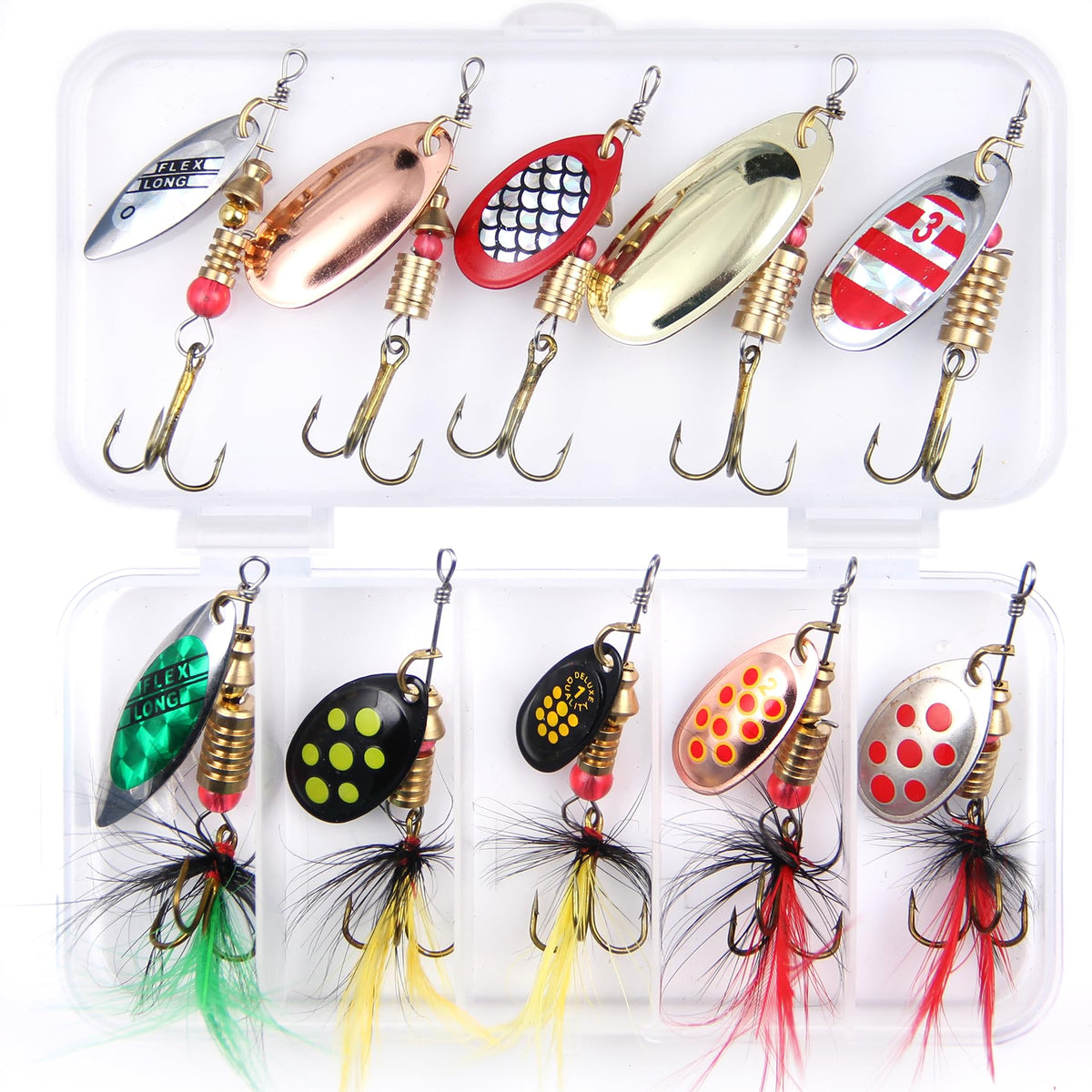 EXAURAFELIS 10-piece Trout Lures Kit display with tackle box