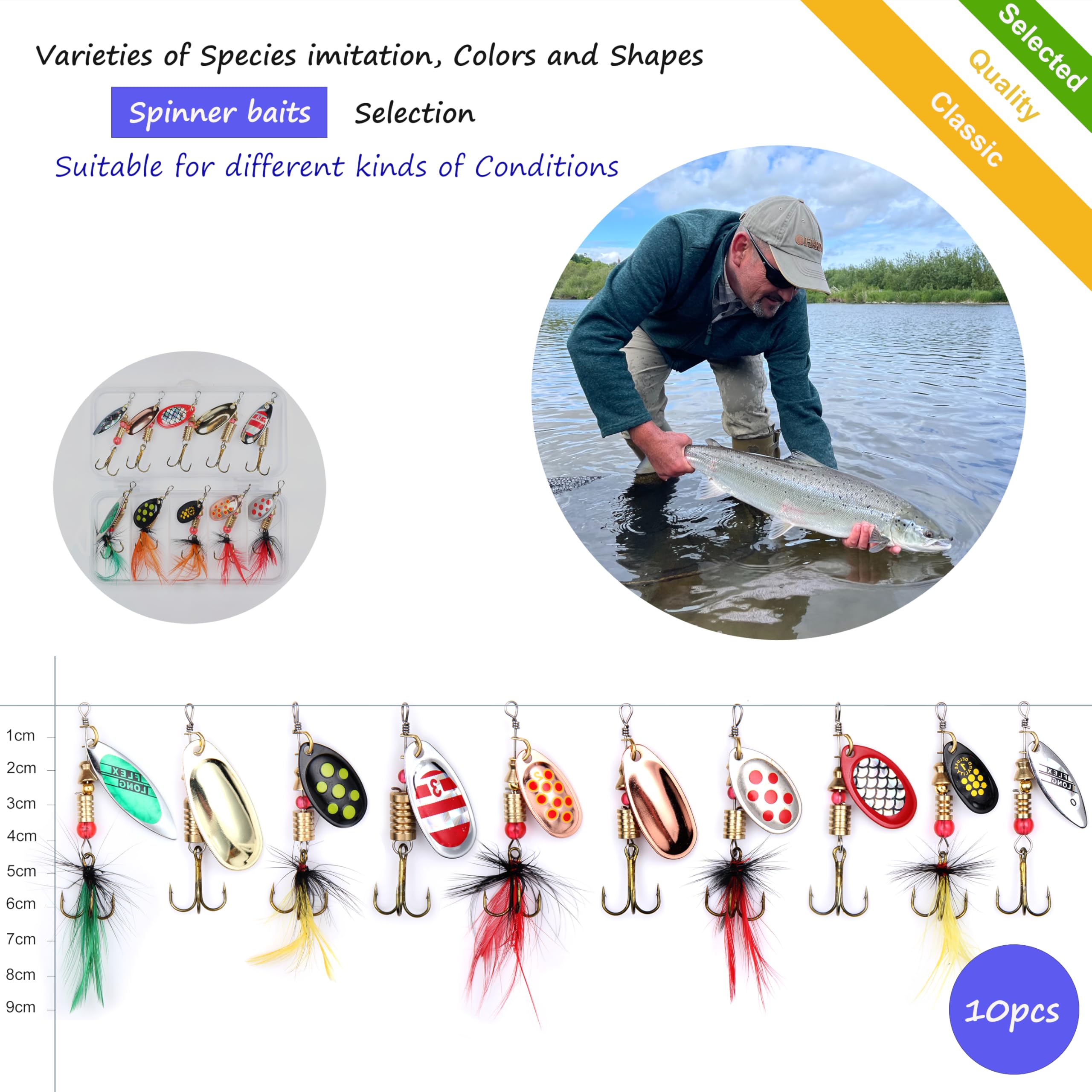 Assorted spinnerbaits showing two weights: 0.22 oz and 0.145 oz
