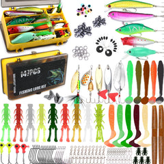 Exaurafelis 147-piece fishing lures kit in a portable tackle box