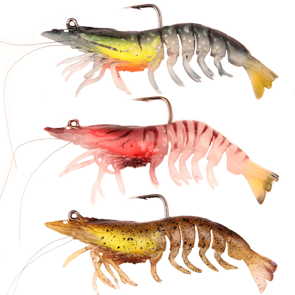 EXAURAFELIS 3pc shrimp swimbaits – front view