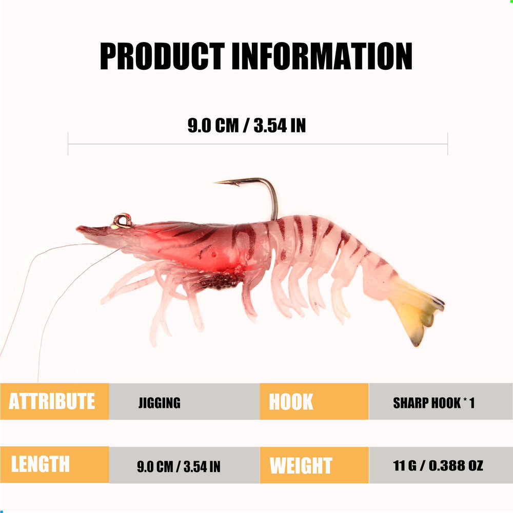 Pre-rigged shrimp lure with sharp hook