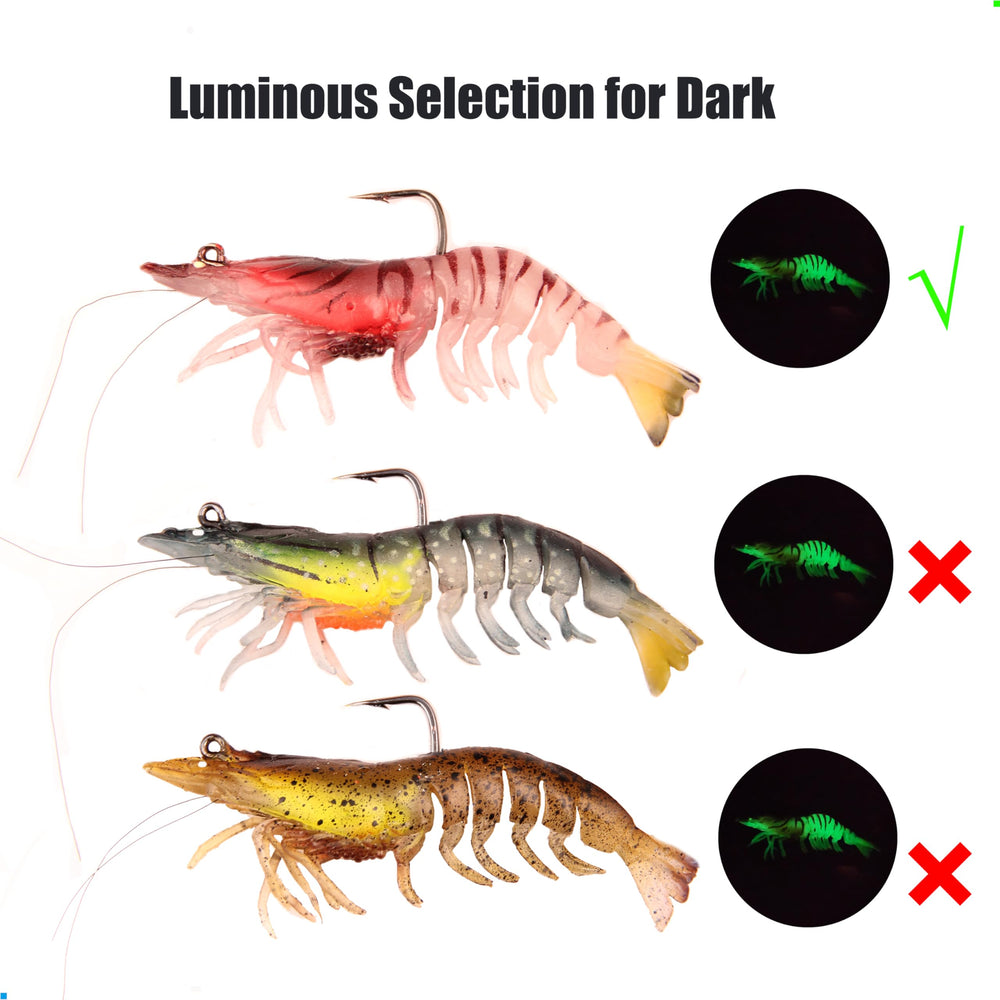 Luminous glow coating on shrimp lure