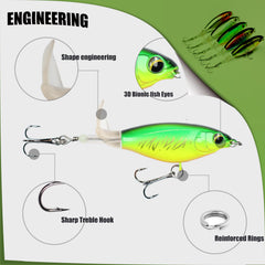 Durable ABS body with razor-sharp treble hooks