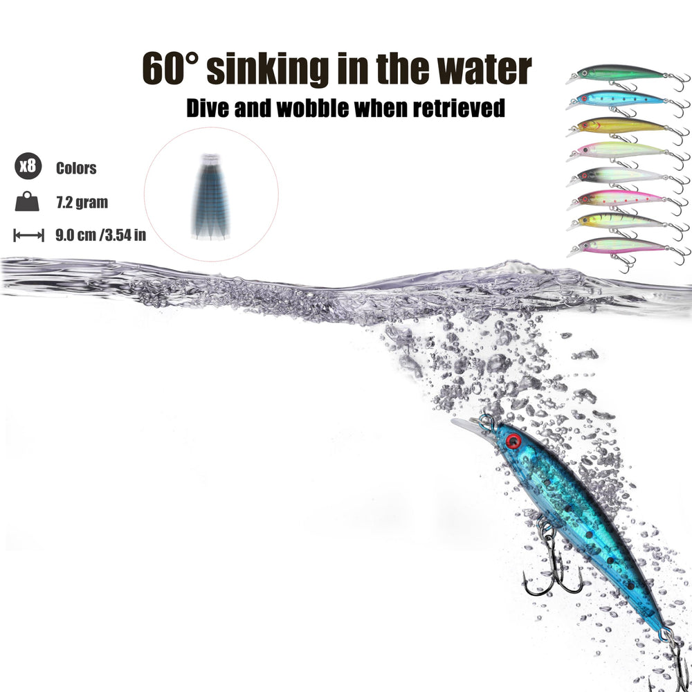 Floating minnow lures for shallow water fishing