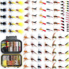 EXAURAFELIS 100pcs fly fishing flies kit in tackle box – front view