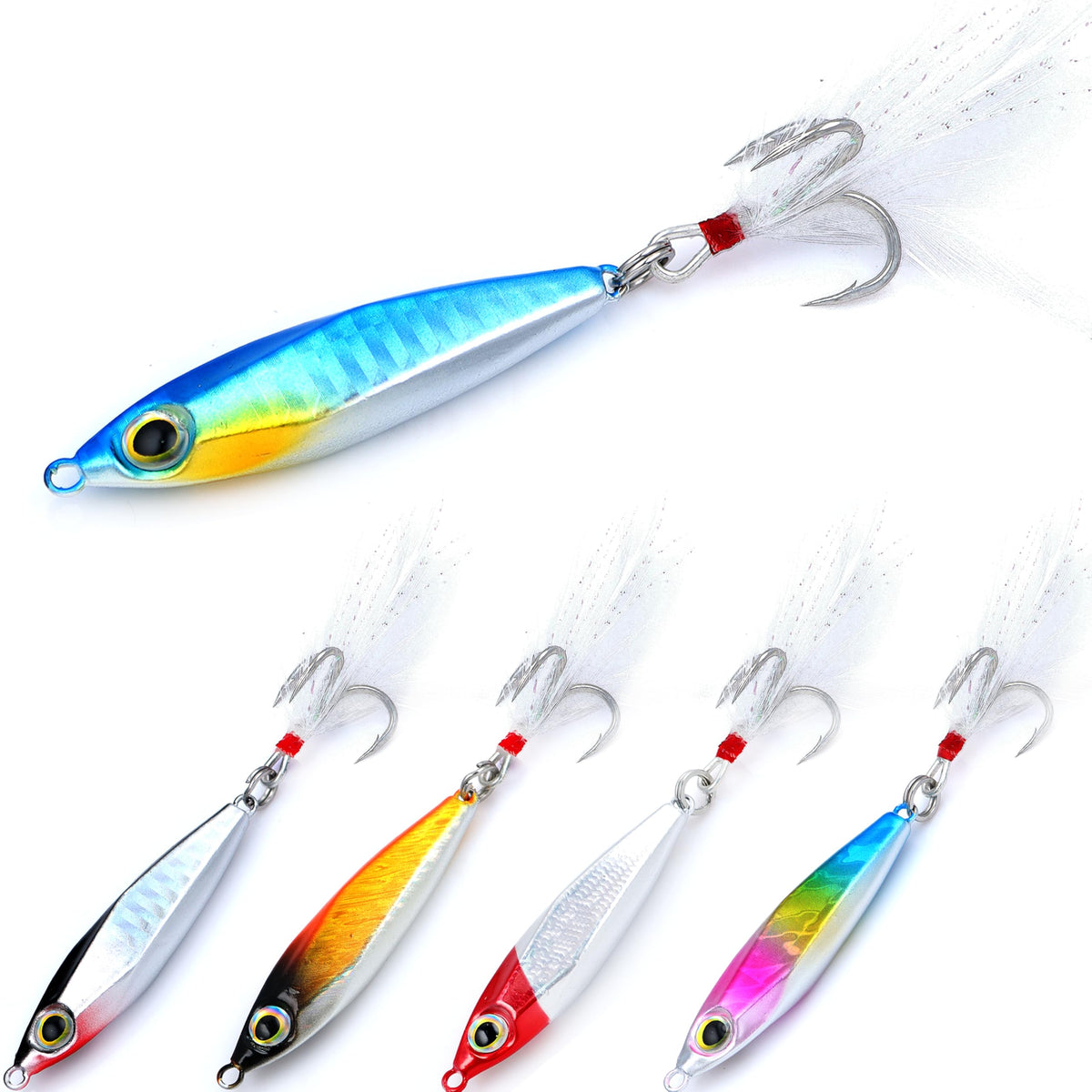 EXAURAFELIS jigging lure set with five bright 8 cm metal lures