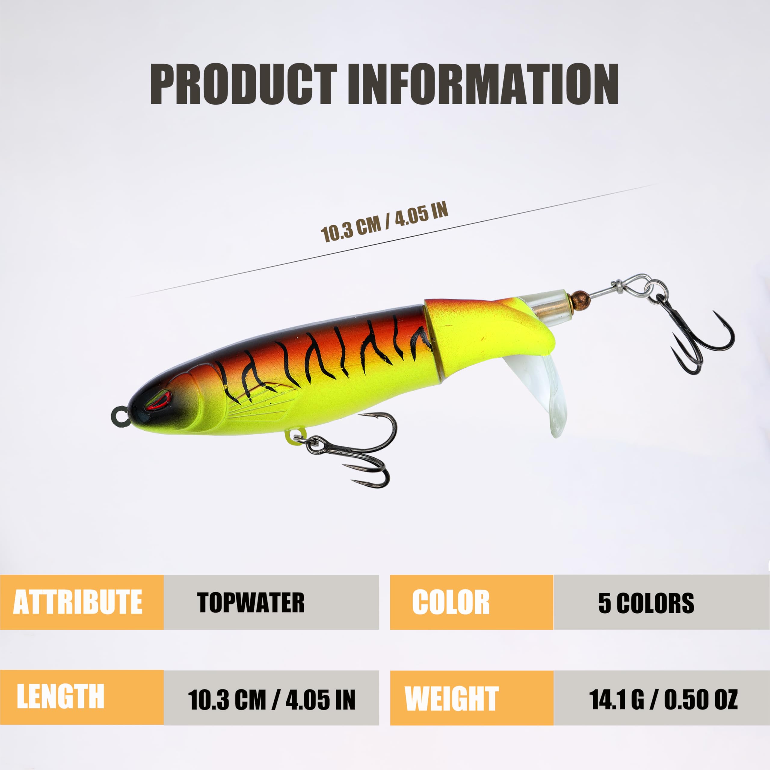 Whopper Plopper topwater lure with spinning blade tail design