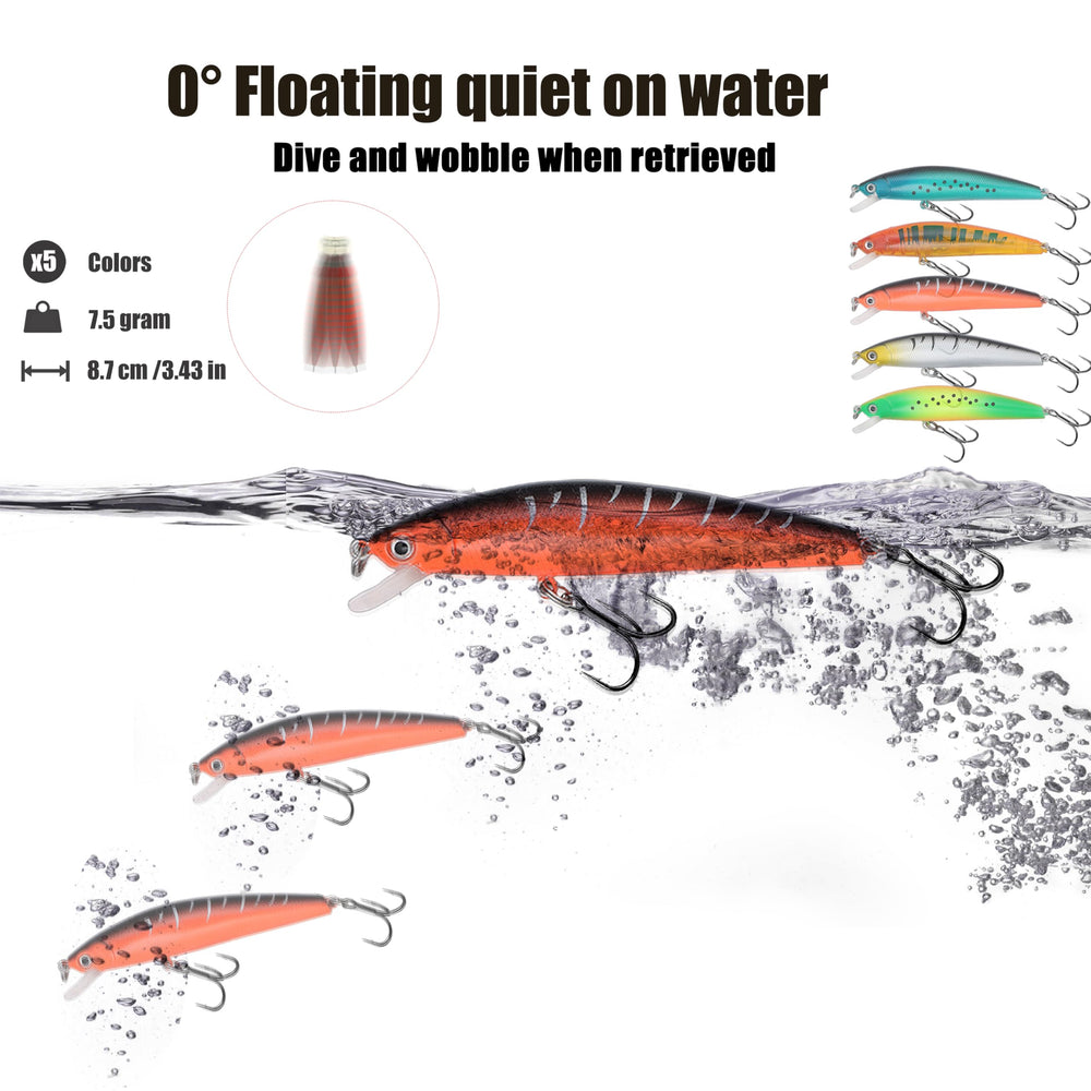 Close-up of sharp treble hooks on minnow-style fishing lures