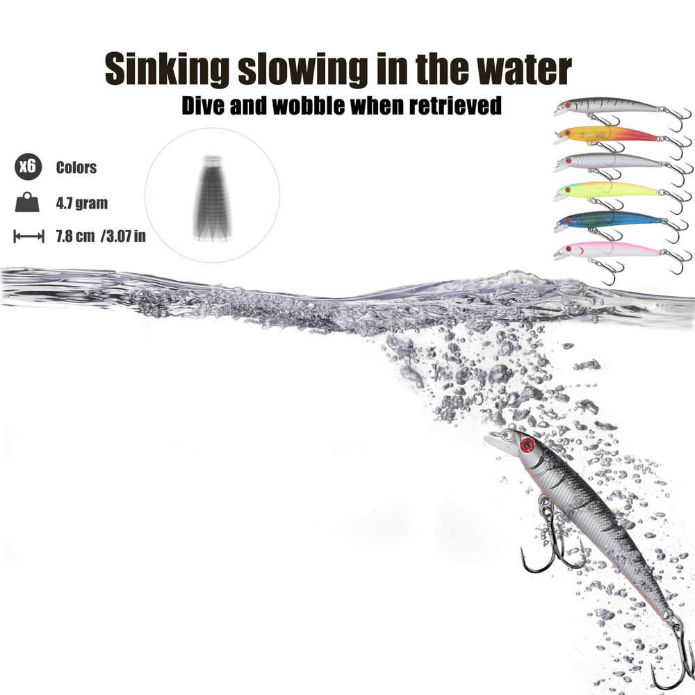 Mixed kit showing minnow lures and crankbaits with hooks