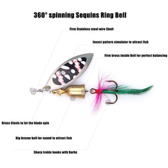 Close-up of sharp treble hooks on Exaurafelis spinnerbaits