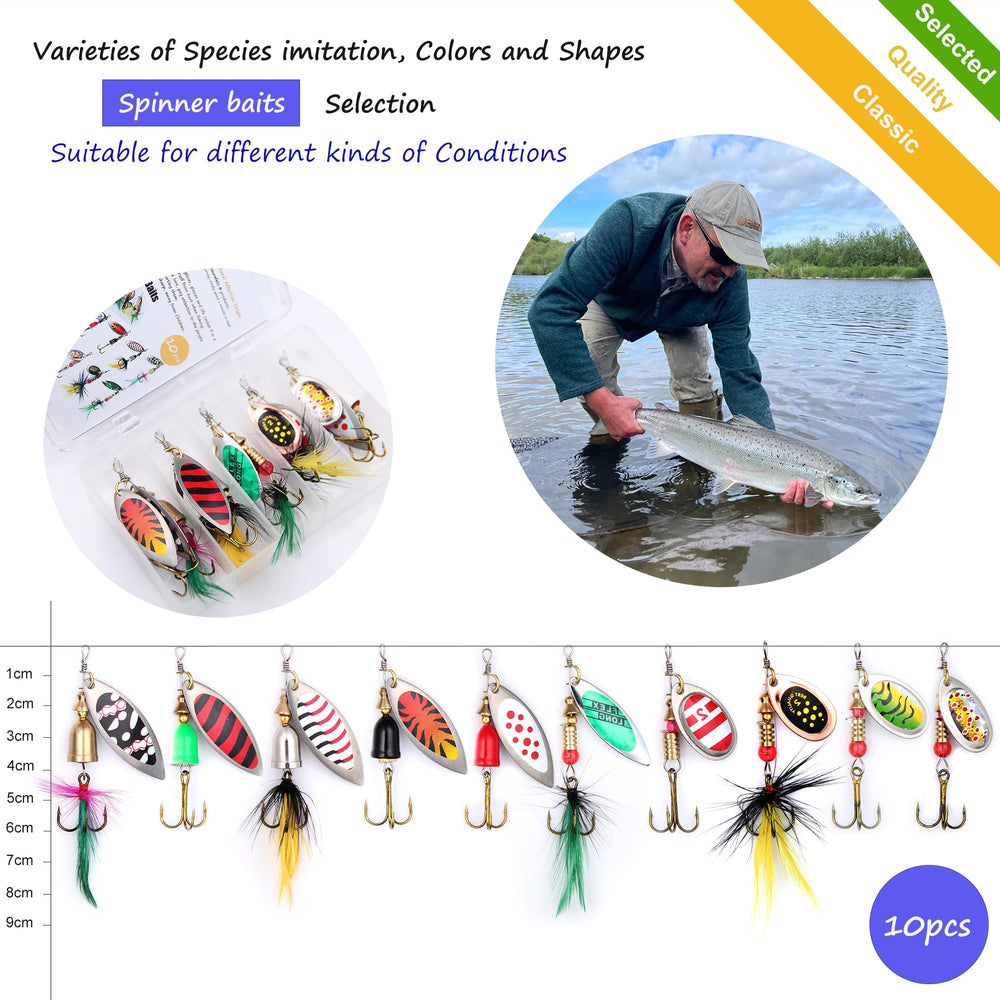 Bright strike-attractor sleeves on Exaurafelis spinnerbaits