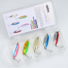 Reinforced sharp treble hooks on EXAURAFELIS spoon lure