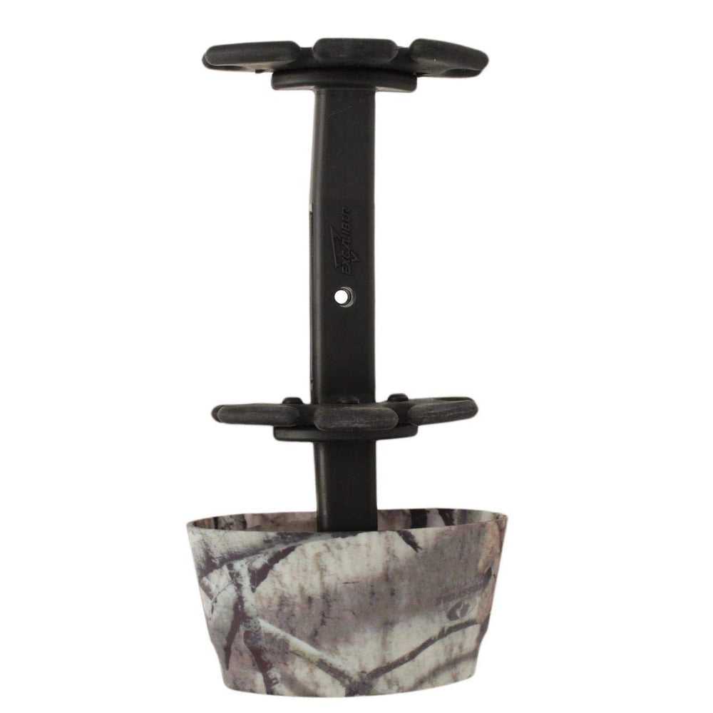Excalibur 4-arrow crossbow quiver hood closeup shows durable polymer hood for blade protection.